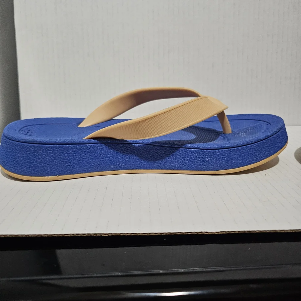 East Pacific Trade Malibu Blue Tan Unisex Flip flops sandals Sz women's 8 mens 7 - Picture 3 of 11